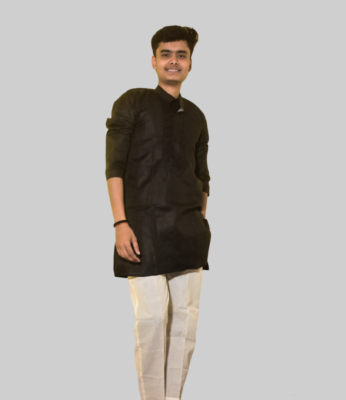 Cotton Black Kurta With White Pajama | Ethnic Wear For Men