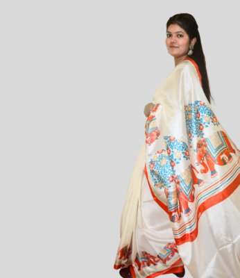 Printed Silk Saree With Unstitched Blouse Piece