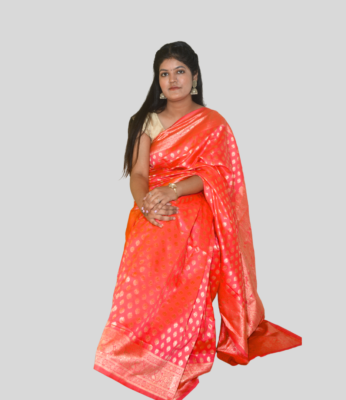 Buy Banarasi Pure Silk Saree In Classy Red