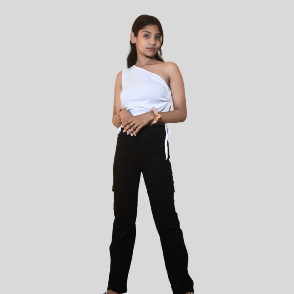 One Shoulder Sleeve Crop Top For Women