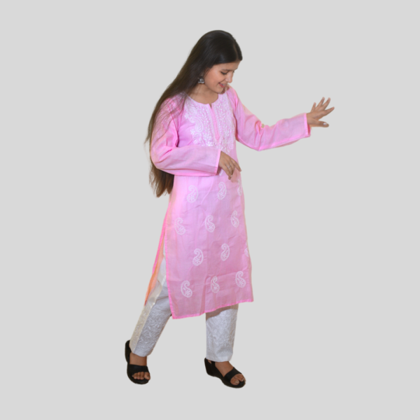 Pink Lucknowi Chikan Kurti