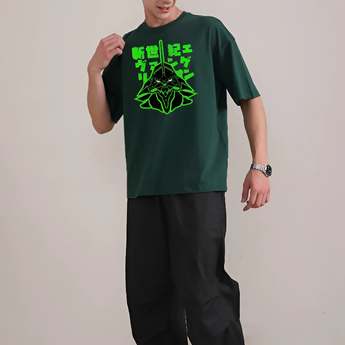 Varsity Evangelion Oversized Printed Tshirt